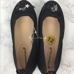 Brand New Rampage Girls Black Flats with Stars 12